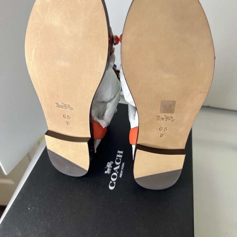 Coach Women's Sadie Semi Matte Calf‎ Sandal Deep Coral size 6.5M - Picture 9 of 9